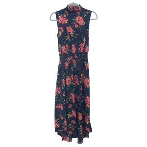 Nanette Lepore Smocked Floral Midi Dress Navy 4